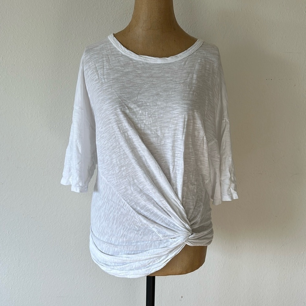 Pharaoh Collection 2 white cotton t shirt with gathered twist waist and elastic